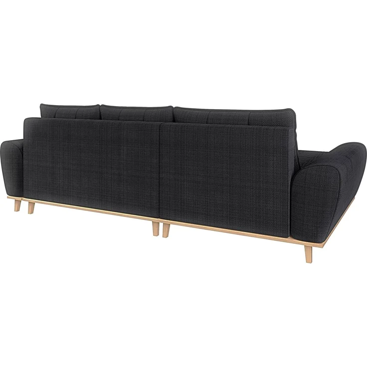 Ecksofa Scandi-Stil Schlafcouch Stauraum Ottomane LI Bouclé Chenille Anthrazit – Bild 8