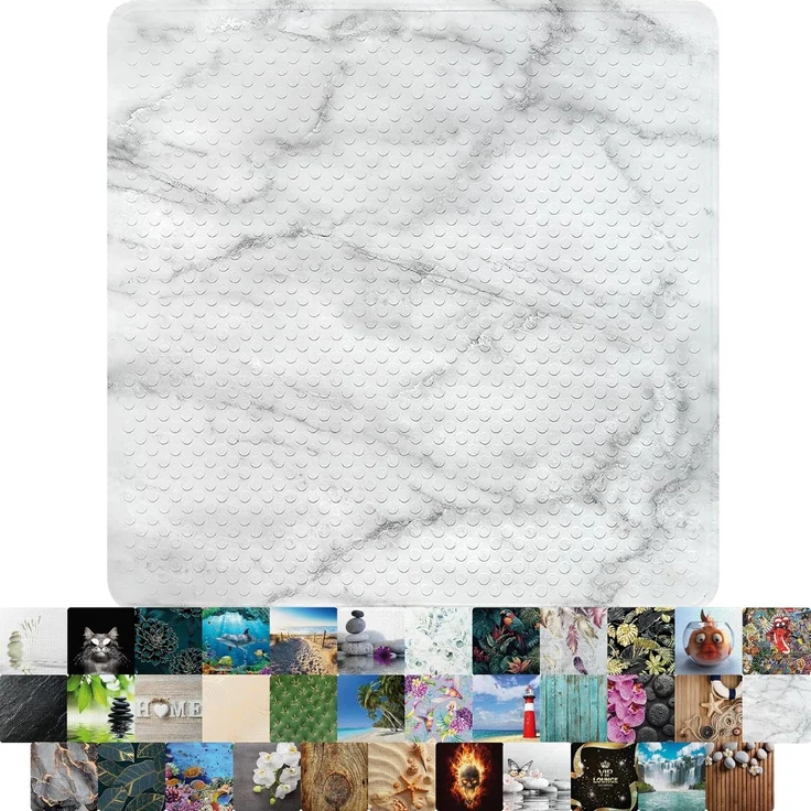 Sanilo Duschmatte, mit Motiv, rutschfest, waschbar, quadratisch, 230 extra starke Saugnäpfe, Kunststoff PVC, 53 x 53 cm, Marmor