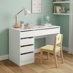 Bellabino 'Nore' Kinderschreibtisch mit 5 Schubladen, beidseitig montierbar, weiß, 75x53x110 cm, Jugendschreibtisch mit Stauraum