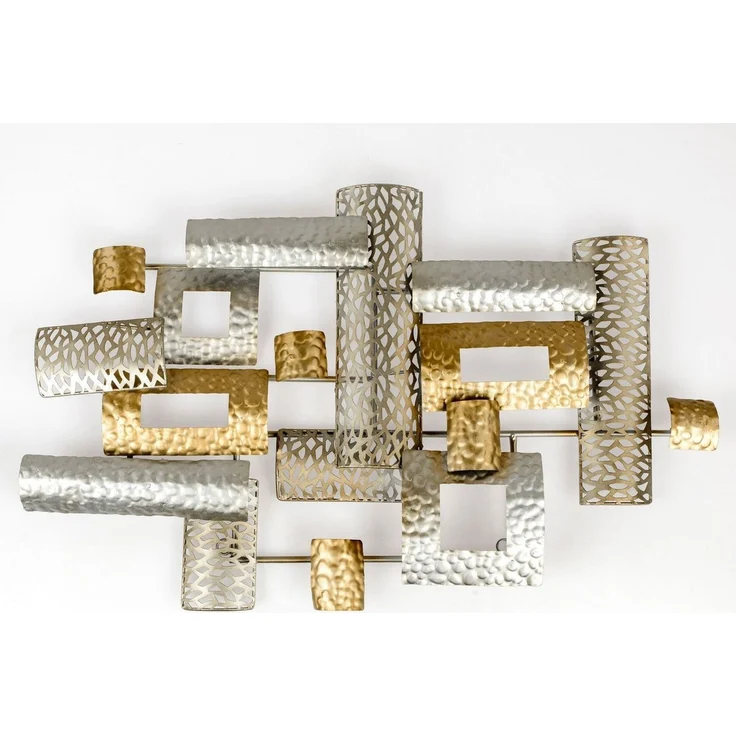 formano Metallbild Wanddeko Metall 3D-Effekt Champagner Gold 70 x 44 x 6 cm Wanddekoration – Bild 1