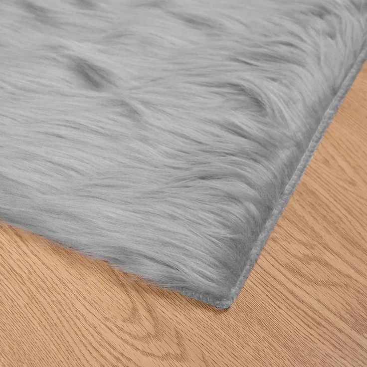 vidaXL Kunstschaffell Teppich Tafalla Grau 200 x 200 cm Polyester 42021533 – Bild 6