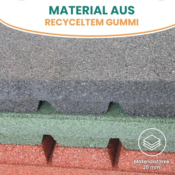 Gartenpirat Gummimatte Fallschutzmatte 50x50 cm Gummimatte für Spielturm Schaukel Rutsche, recyceltes Gummi, 4 Farben, Witterungsbeständig – Bild 5
