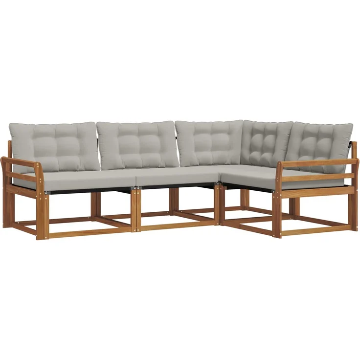 vidaXL Outdoor-Sofagarnitur 4 stk. 4-Sitzer Natur und Hellgrau 3369410 – Bild 2