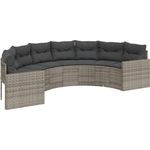 vidaXL Gartensofa mit Kissen Halbrund Grau Poly Rattan 3318514