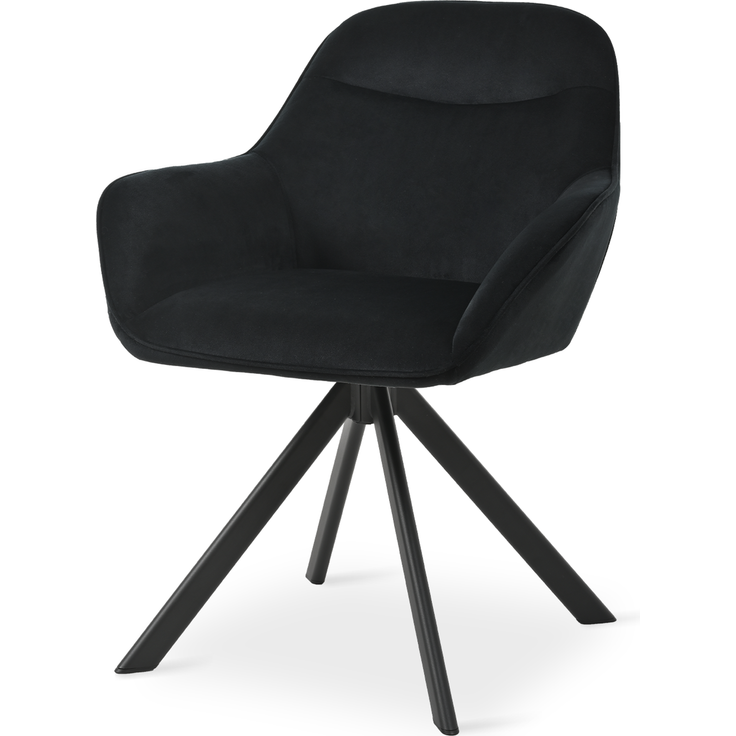 GOEURVANT 1370 Esszimmerstühle 6er-Set mit Armlehnen, 360° Drehbar, Samt - Schwarz – Bild 6