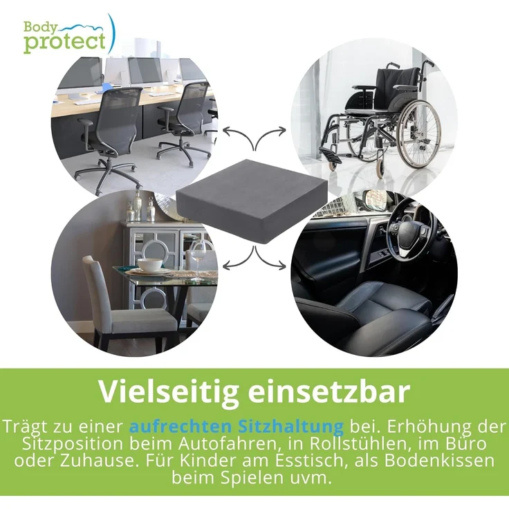 Bodyprotect Sitzkissen Sitzerhöhung, schmerzlindernd, speziell für Knie- und Hüftprobleme, Anti Rutsch – Bild 4