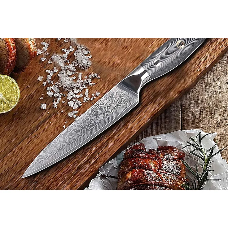 Küchenmesser-Gemüsemesser-Obstmesser oder Allzweckmesser Carbon Damast-Klinge 13 cm