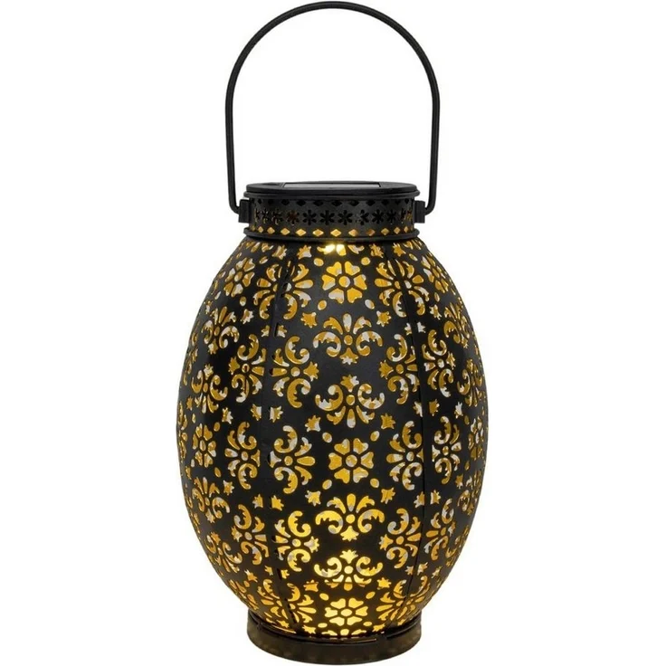 Spetebo LED Solarleuchte LED Solar Laterne mit Blumen Muster - 23 x 16 cm, 2, LED fest integriert, warmweiß, Garten Deko Tisch Hänge Lampe – Bild 5
