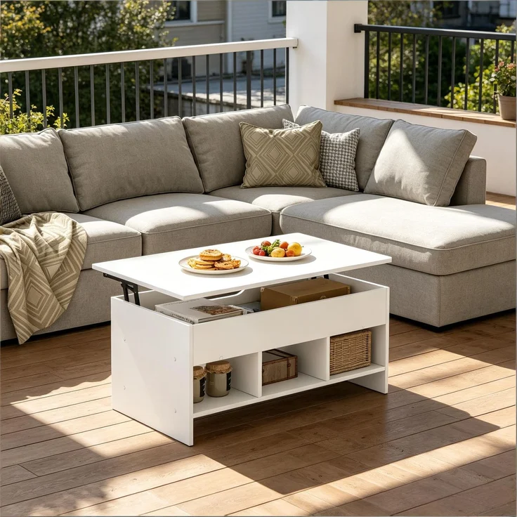 EINHOM Kleiner Esstisch, Couchtisch, PC-Schreibtisch, Transformable Wohnzimmer Tisch, Beistelltisch (Nur Mit Tisch) – Bild 6