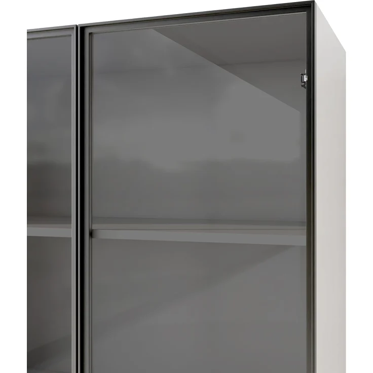 Modulare Vitrine B 140 x T 40 x H 160 cm mit LED, Glasfront und Schubladen – Bild 8
