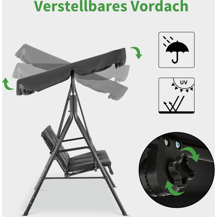 MCombo 3-Sitzer Hollywoodschaukel Gartenschaukel Gartenliege Schaukelbank 8003EY – Bild 3