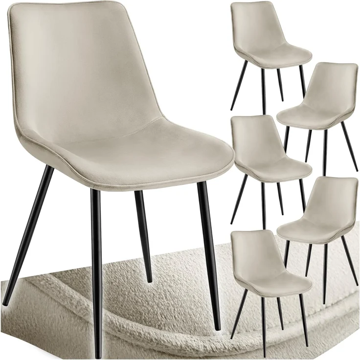 tectake Esszimmerstuhl Monroe (6er Set, 6 St), Gepolstert – Bild 1