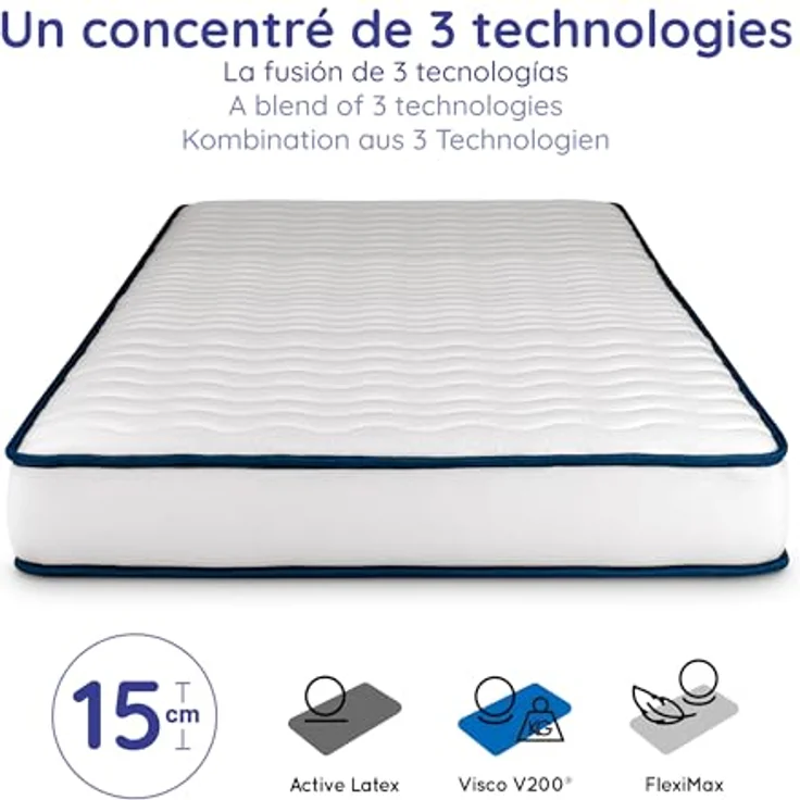 COSMOS - Matratze 90x200 cm Upsilon Promo Kaltschaummatratze Härtegrad H2 - Öko-Tex Zertifiziert - Latex Blue 7 Zonen Matratze Höhe 15 cm - Made in EU – Bild 3