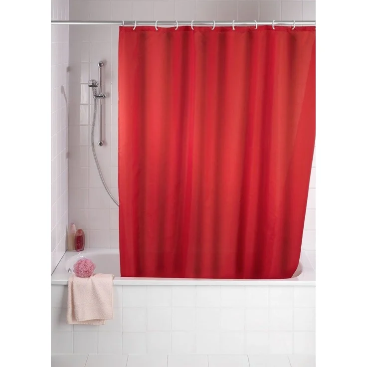 WENKO UNI Duschvorhang 180 x 200 cm, Rot, waschbar – Bild 1