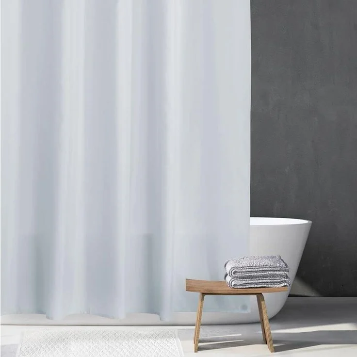 mDesign Duschvorhang Badewannenvorhang wasserabweisend Polyester Hellblau – Bild 6
