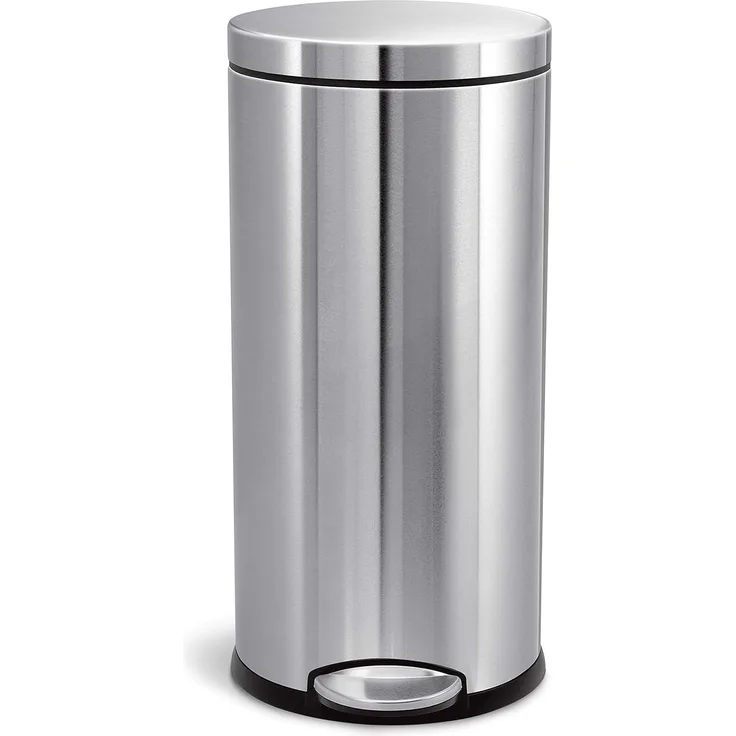 Simplehuman 30L runder Tretmülleimer, gebürsteter Edelstahl