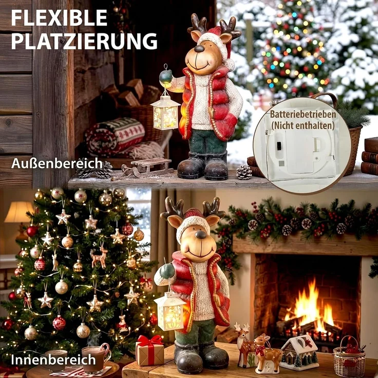 HOMCOM Weihnachtsfigur, Magnesiumoxid, Metall, Rot, 25,5 x 19,5 x 52 cm – Bild 4