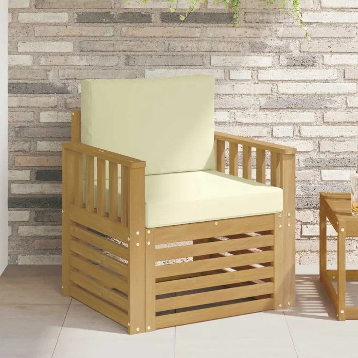 vidaXL 2 Stück Outdoor-Sofagarnitur Polyester Weiß und Creme 3439087