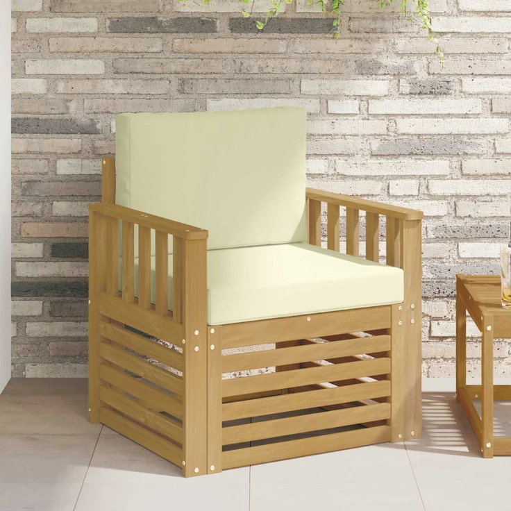 vidaXL 2 Stück Outdoor-Sofagarnitur Polyester Weiß und Creme 3439087 – Bild 1