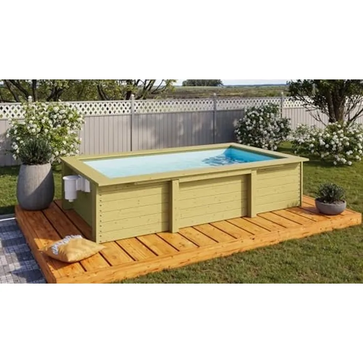Karibu Rechteckpool Holzpool Large inkl. Sandfilteranlage & Skimmer, Massivholz, witterungsbeständig, wetterfest