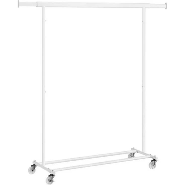 Songmics Garderobenständer auf Rollen bis 90 kg belastbar, Stahl weiß, 45,4 x (92-132) x 160 cm – Bild 2