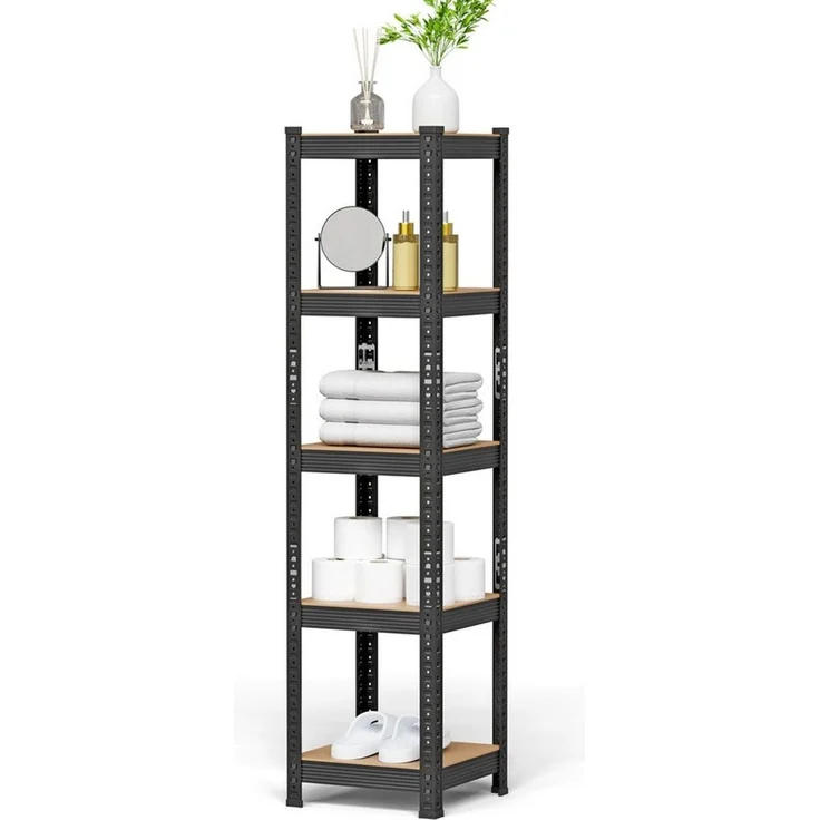 JEOBEST Schwerlastregal Kellerregal, Lagerregal 150x37x37cm, Metall, Keller/Garage /Lager, 1/2-tlg, 5 MDF-Platten Kellerregal, Steckregal (Schwarz) – Bild 3