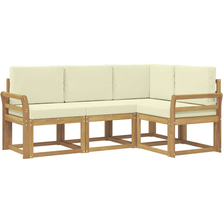 vidaXL Outdoor-Sofagarnitur 4 stk. 4-Sitzer Weiß und Creme 3387559 – Bild 2