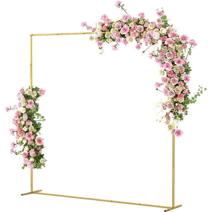 MELAYR, Goldener Metallbogen als Hintergrund für Hochzeiten, 2 m, Gartenbogen, Hochzeit, Blumenballonbogen, Golden – Bild 2