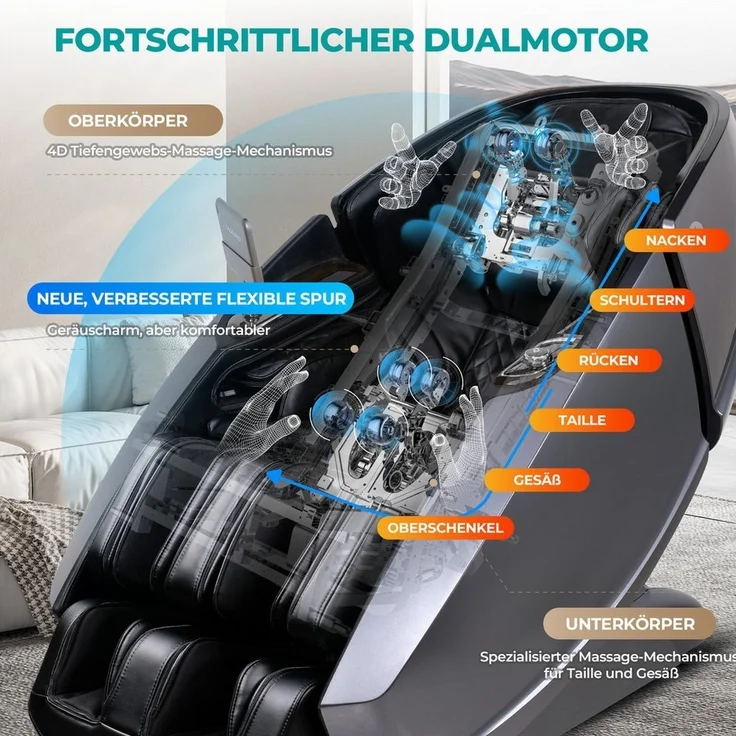 NAIPO Massagesessel 4D Massagesessel, Raumkapsel-Massagestuhl Aromatherapie, 8-Zoll-Tablet-Steuerung – Bild 3