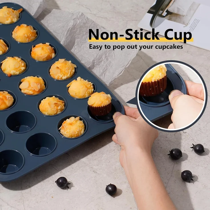 Silikon Muffinform 24 Muffins Antihaft Backblech Cupcakes Brownies Kuchen 34 x – Bild 7