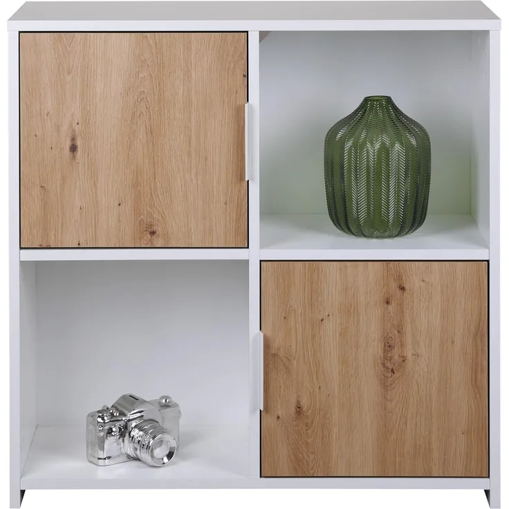 Regal Bücherregal PEPETO 2TW mit 2 Türen Optik: Weiß / Artisan Eiche