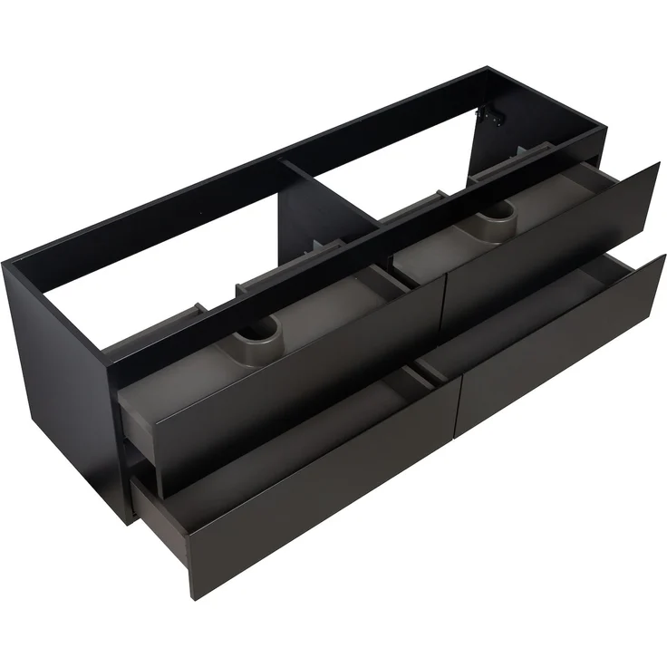 Waschbeckenunterschrank Angela 160cm - Mat Schwarz - Unterschrank Badmöbelset – Bild 2