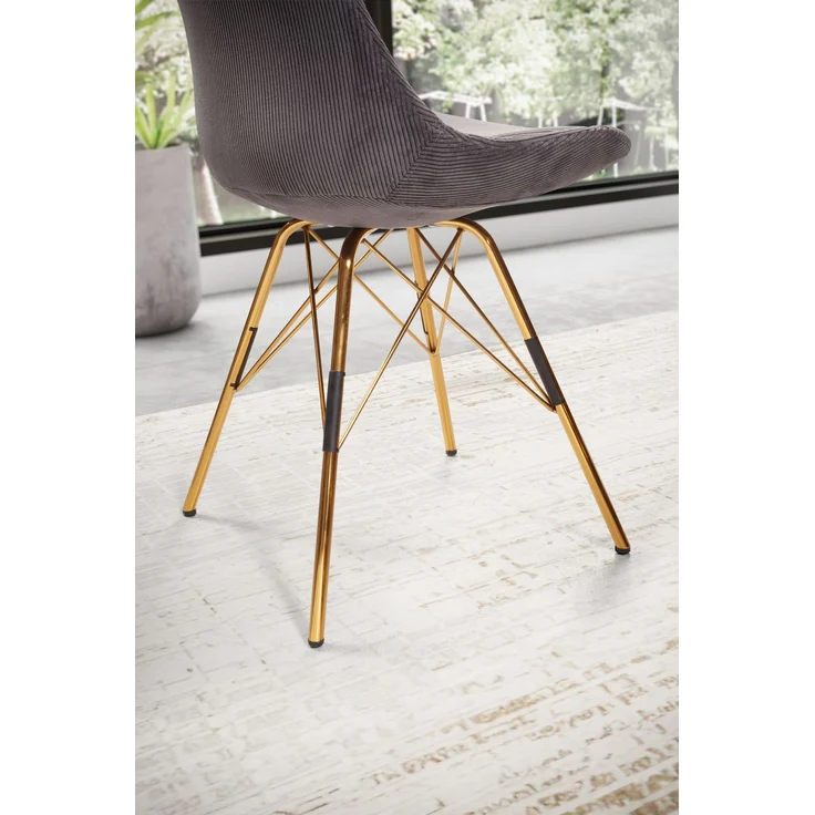 Esszimmerstuhl 2er Set Cara Cord Anthrazit Goldbeine Skandinavisches Design – Bild 6