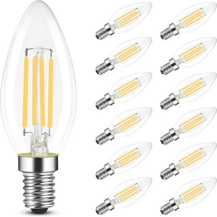 Nettlife LED-Leuchtmittel E14 Energiesparlampe 12st 4W 2700K Warmweiß Glühbirne, E14, 12 St, Warmweiß, Kein Flimmern Energiesparlampe – Bild 5