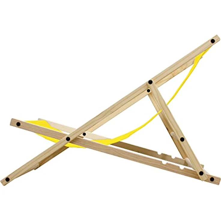 ECD Germany Liegestuhl klappbar aus Holz, Gelb, 120 kg Tragfähigkeit, drei Liegehöhen, wetterfestes Oxford-Gewebe – Bild 4