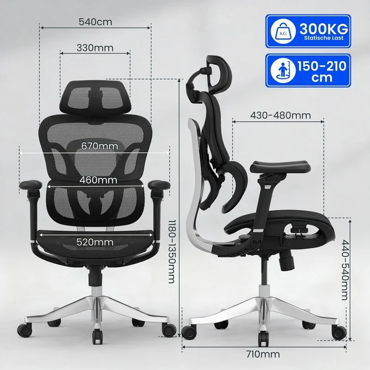 FLEXISPOT Bürostuhl ErgoX, Schreibtischstuhl Premium Ergonomischer (Rückenlehne verstellbar 90°-135°, mit 5D Armlehnen & 4D Kopfstütze, 5D-verstellbare Rückenlehne), für Büroarbeit, Home Office und Gaming, 300KG Tragkraft – Bild 2