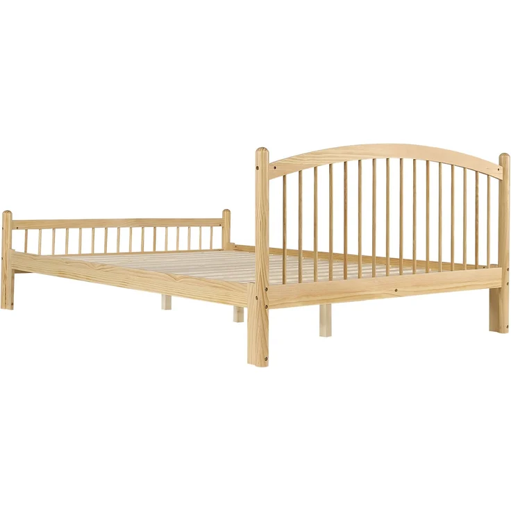 CHICFURN Bett aus Kiefernholz Beige/Natur 140x200 cm mit Lattenrost und Gitterkopfteil – Bild 8