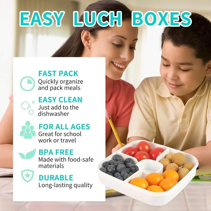 Lunchbox Bento 3 Fächer auslaufsicher mikrowellenfest 1500 ML Grün – Bild 3