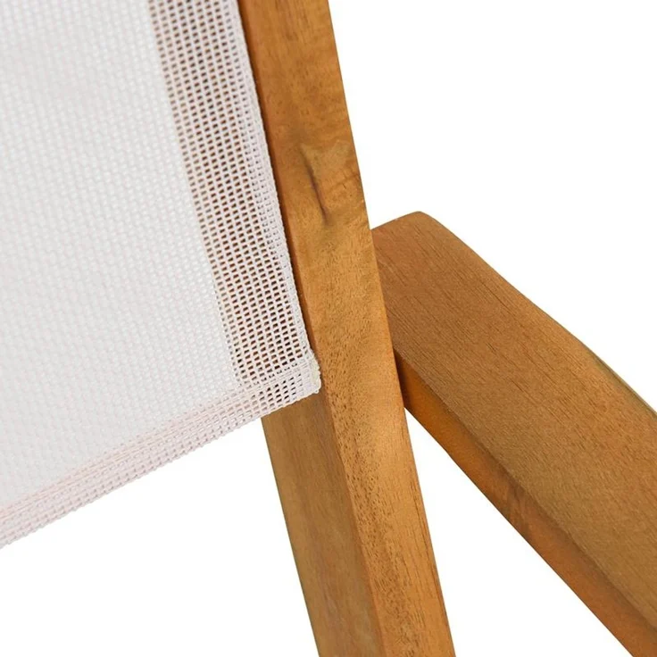 Estexo 2er Set Garten-Klappstuhl, Akazienholz natur / Textil weiß, 54 x 56 x 90 cm – Bild 4
