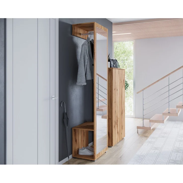 OTTO home Garderobenschrank Paris moderne Garderobenschrank 190cm, mit Kleiderstange und Frontspiegel – Bild 3