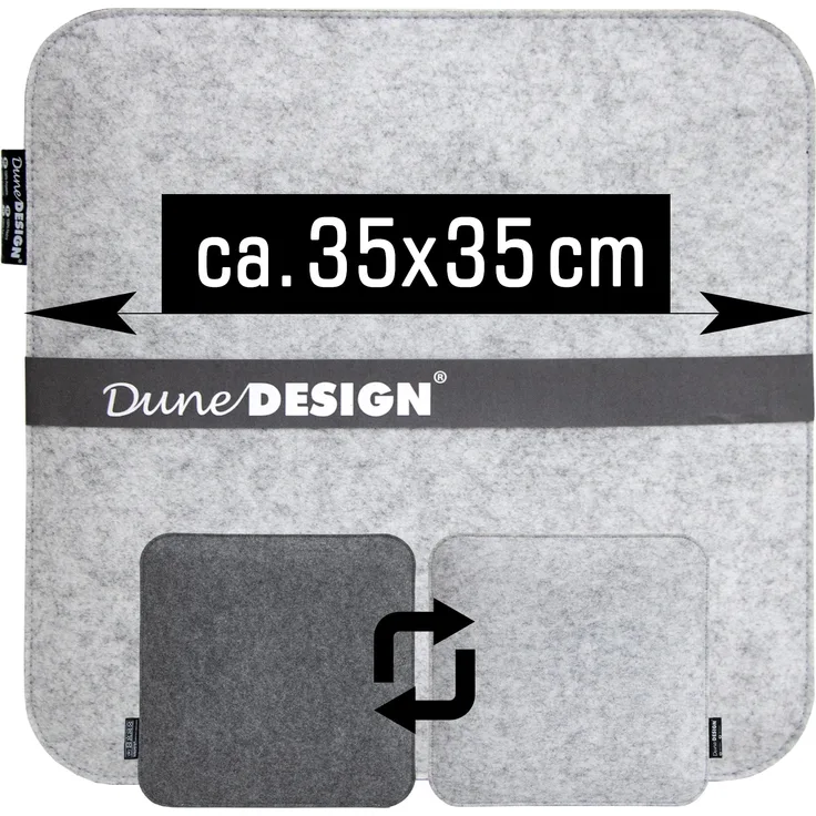 4er Set Weiches Filz Sitzkissen zum Wenden Grau 35x35x3cm