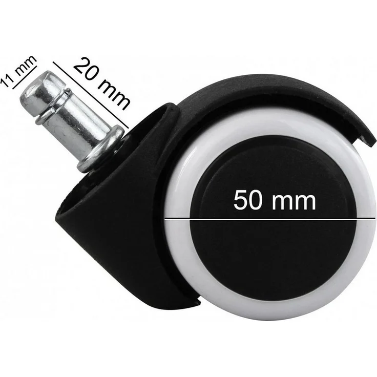 AMSTYLE 5er Set gebremste Hartbodenrollen schwarz/weiß 11mm/Durchmesser 50mm – Bild 2