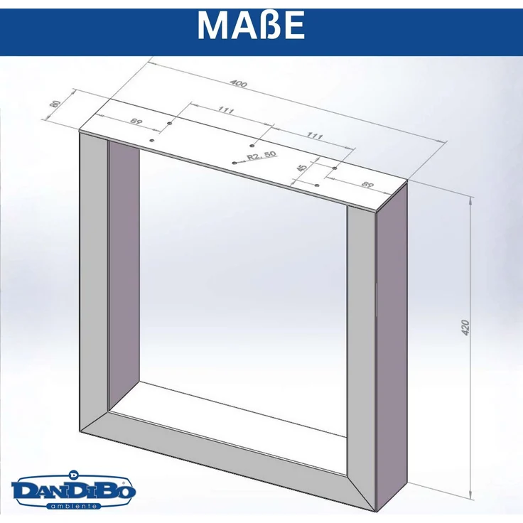 DanDiBo 2x Bankgestell Metall Schwarz 43 x 40 cm Bank Füße Bankbeine 96663 Bankkufen Couchtisch Tisch Beine Tischgestell – Bild 3