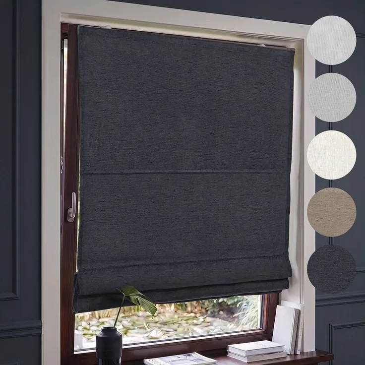 Victoria M. Raffrollo Klemmfix Ivora Premium Raffrollo 40x130cm Anthrazit Vollverdunkelnd, mit Klemmträger, ohne Bohren, freihängend, Ohne Bohren