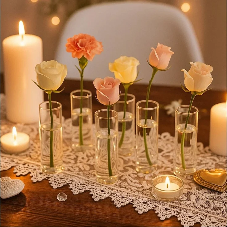 Youyijia Tischvase 12er Zylinder Vase Glas Kleine Vasen Transparent Glasvasen – Bild 2