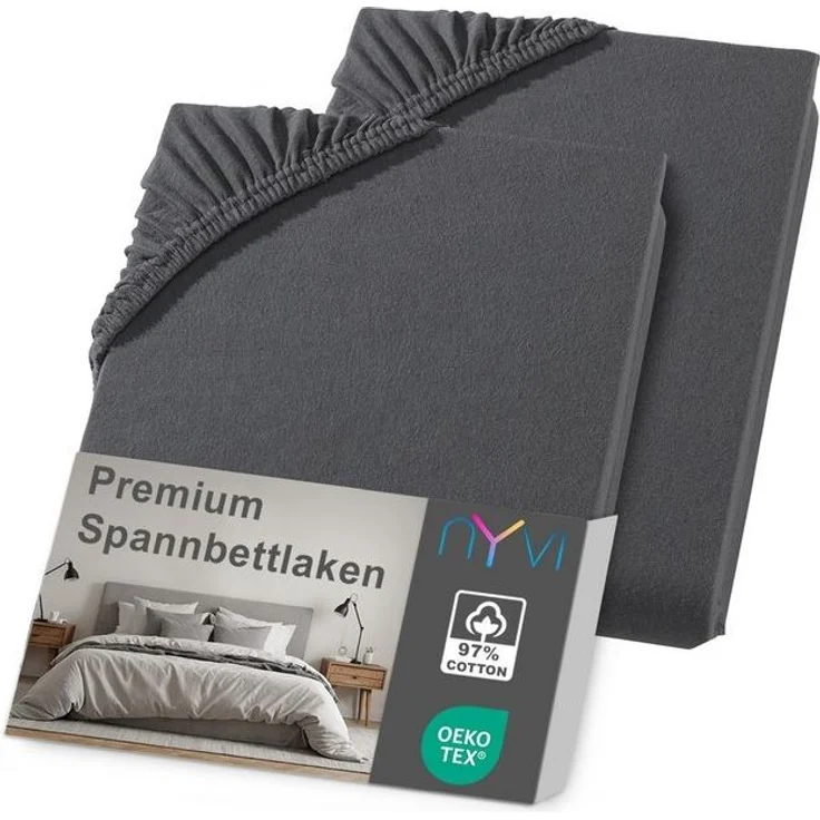 NYVI Spannbettlaken Spannbettlaken DreamScience Premium für Boxspringbetten bis 32 cm, Jersey-Elasthan, Gummizug: rundum, (2 Stück), Komfort Spannbetttuch, 190g/m², Einlaufschutz, Bügelfrei, mit Gummizug – Bild 4