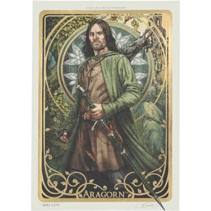 Weta Workshop Herr der Ringe Kunstdruck Aragorn Art Card, 14 x 21 cm, Limited Edition, 300 g/m2 Eco Natural Papier – Bild 1