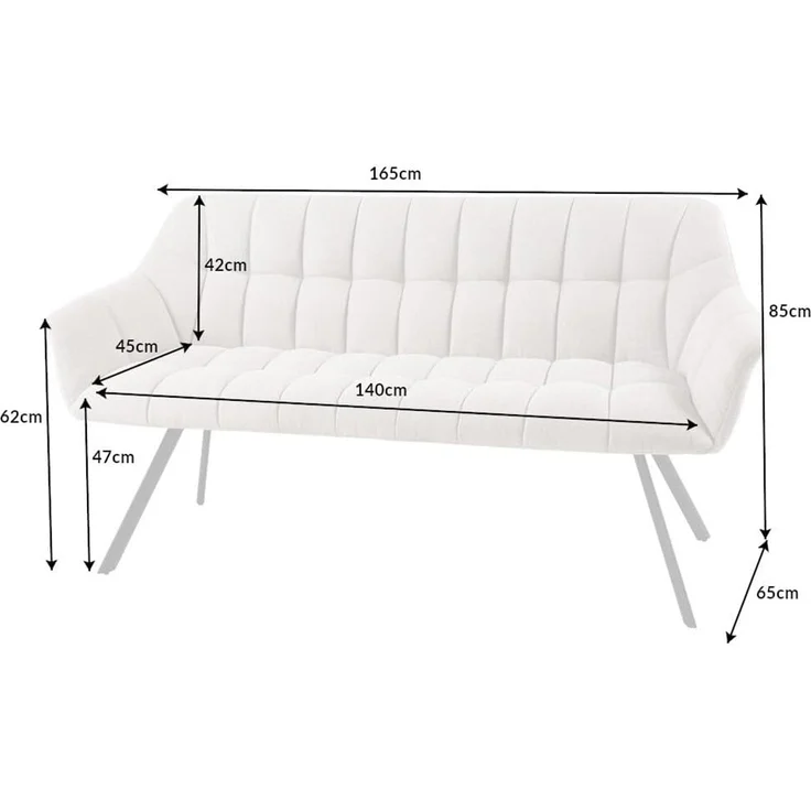 riess-ambiente Sitzbank PAPILLON 165cm champagner beige - Stoff, Metall-Füße, mit Armlehne (Einzelartikel, 1-St), gepolsterte Bank mit Rückenlehne – ideal für Esstisch, Küche & Flur – Bild 3