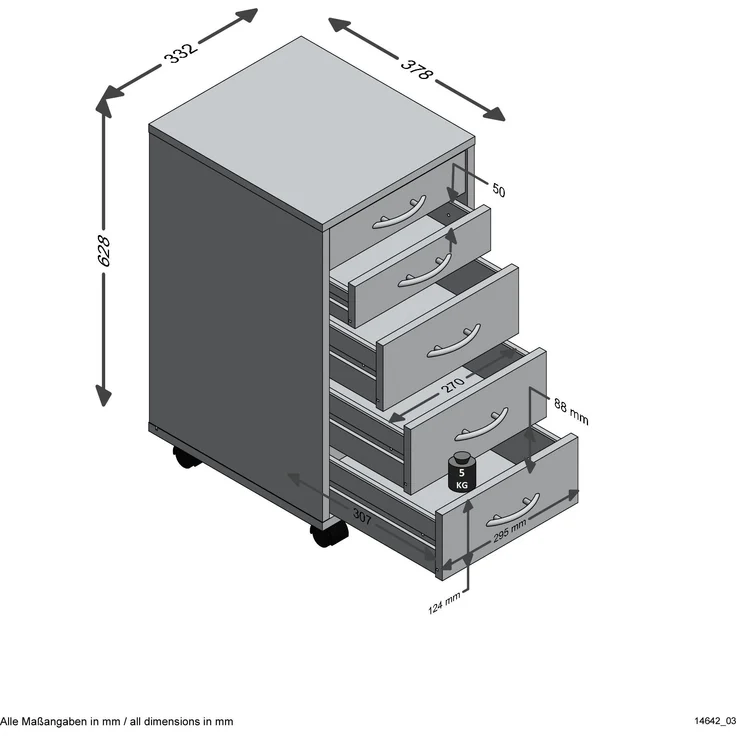 Container >FREDDY< in Eiche Dekor - 33x63,5x38cm (BxHxT) – Bild 3