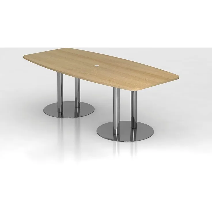 Konferenztisch KT22S 220x105cm Eiche Säulenfuße Gestellfarbe: Chrom